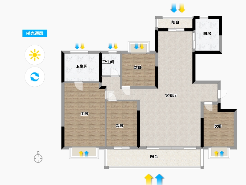 江苏省-南京市-钟山峰景-127.00-户型库-采光通风