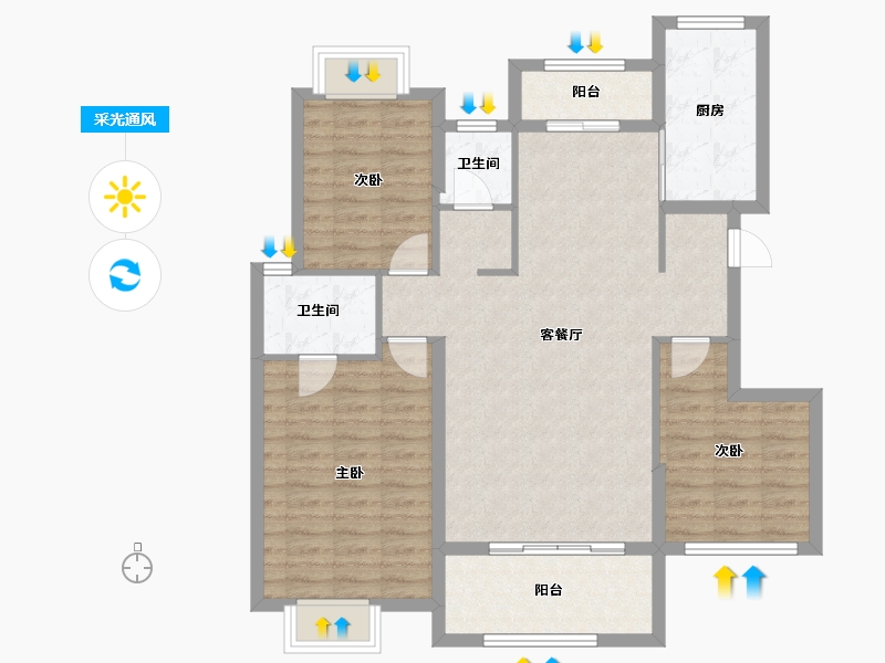 江西省-九江市-浔阳·滨江天悦-98.19-户型库-采光通风