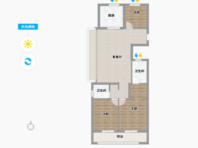 浙江省-杭州市-中天珺楠府-79.20-户型库-采光通风