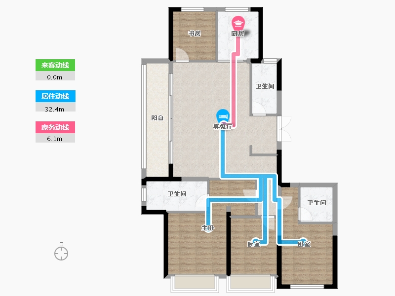 浙江省-杭州市-滨江枫翠云轩-120.54-户型库-动静线