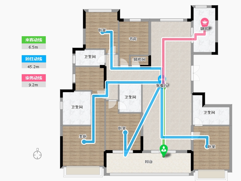 浙江省-杭州市-滨江·枫汀云邸-193.09-户型库-动静线