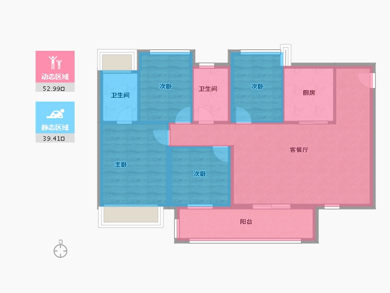 海南省-海口市-合正观澜汇·云庭-82.40-户型库-动静分区