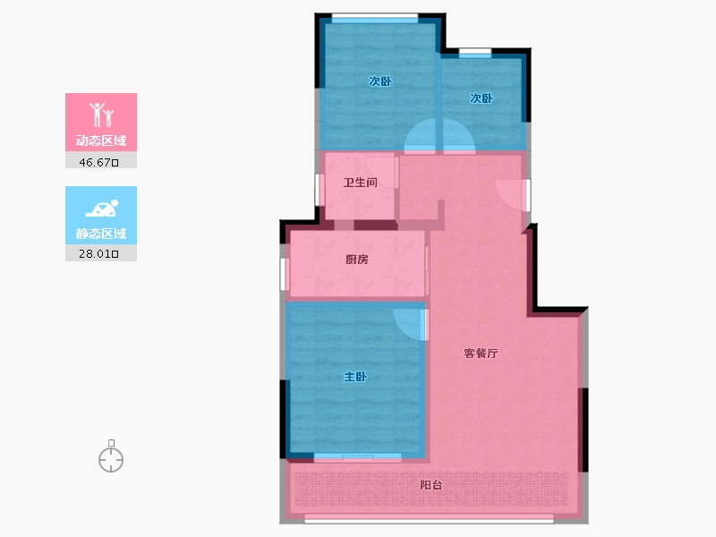 四川省-成都市-绿城桂语麓境-66.73-户型库-动静分区