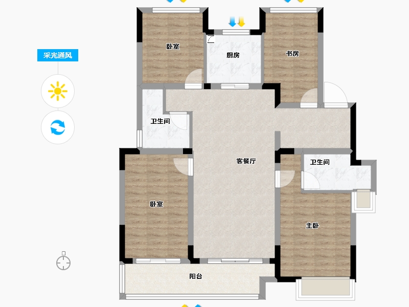 浙江省-湖州市-大家满园山色-108.80-户型库-采光通风