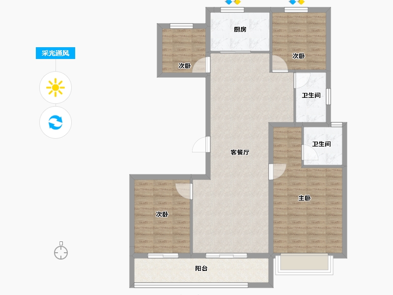 浙江省-杭州市-花芸春境-103.20-户型库-采光通风