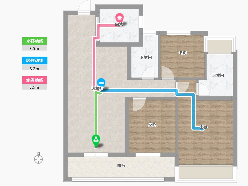 浙江省-杭州市-中天珺楠府-79.20-户型库-动静线