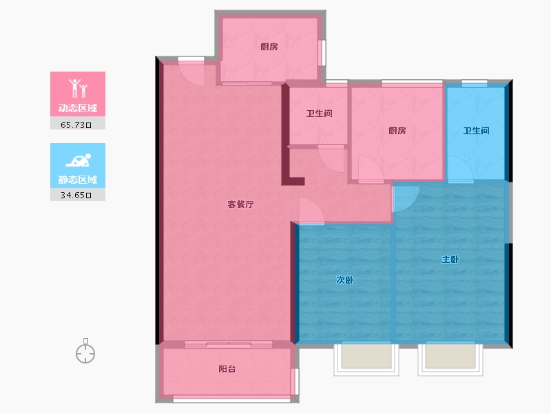 福建省-泉州市-万科城市之光四期-91.00-户型库-动静分区