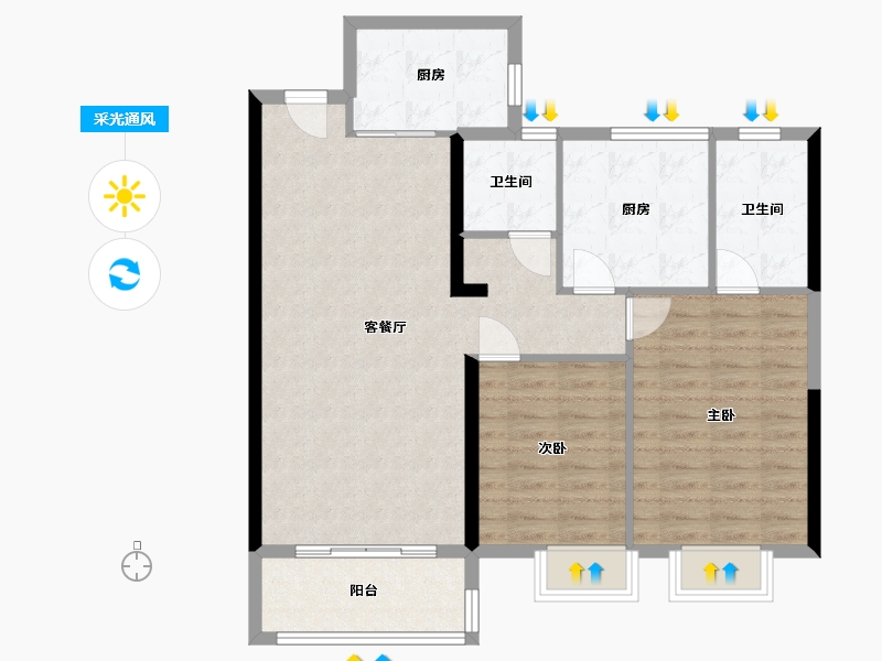 福建省-泉州市-万科城市之光四期-91.00-户型库-采光通风