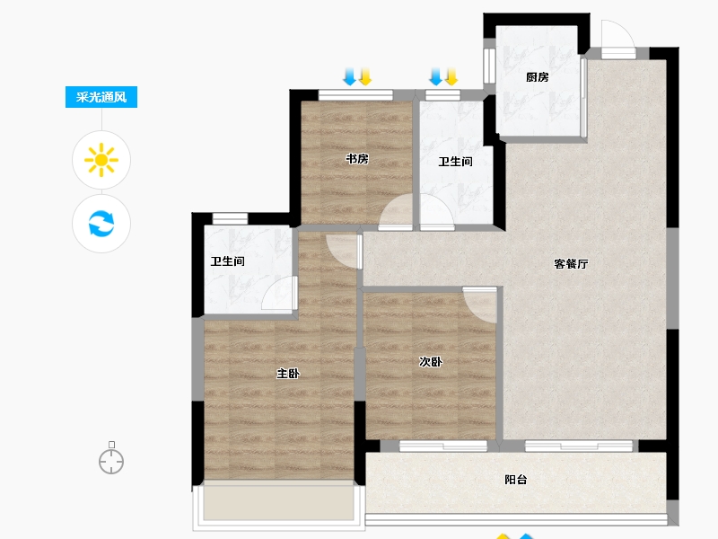 浙江省-杭州市-萧澜隐翠轩-79.00-户型库-采光通风