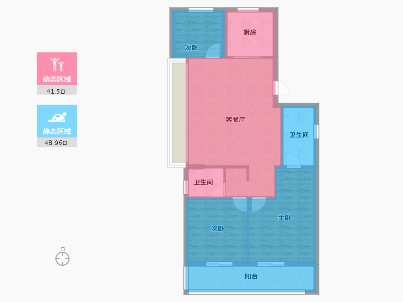 浙江省-杭州市-花芸春境-81.60-户型库-动静分区