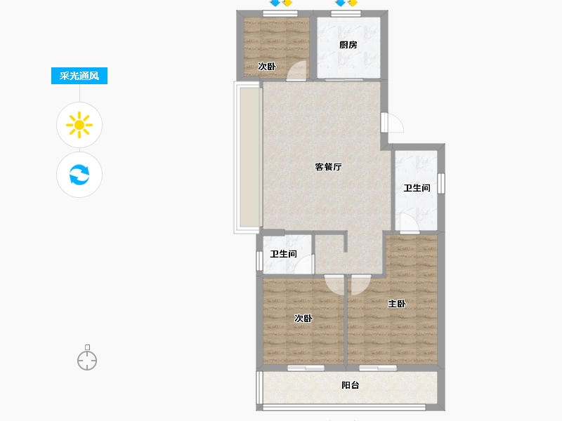 浙江省-杭州市-花芸春境-81.60-户型库-采光通风