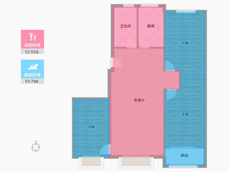 山东省-淄博市-博晨盛园云暻-94.77-户型库-动静分区