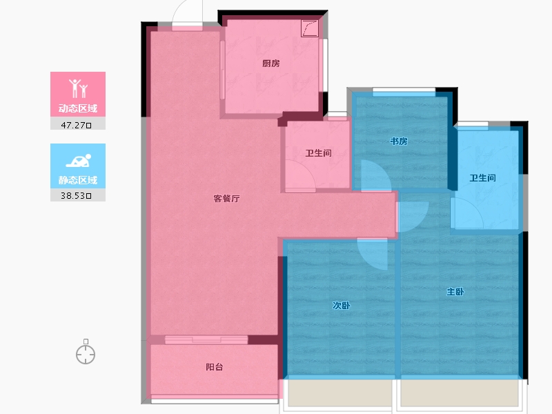 浙江省-杭州市-欣翠里-77.00-户型库-动静分区