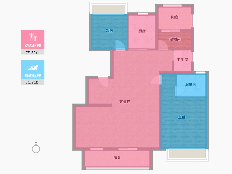 江苏省-苏州市-弘阳云筑-96.00-户型库-动静分区