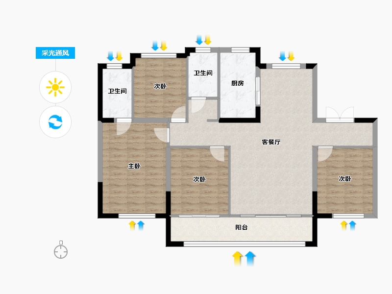 宁夏回族自治区-银川市-西悦府-115.00-户型库-采光通风