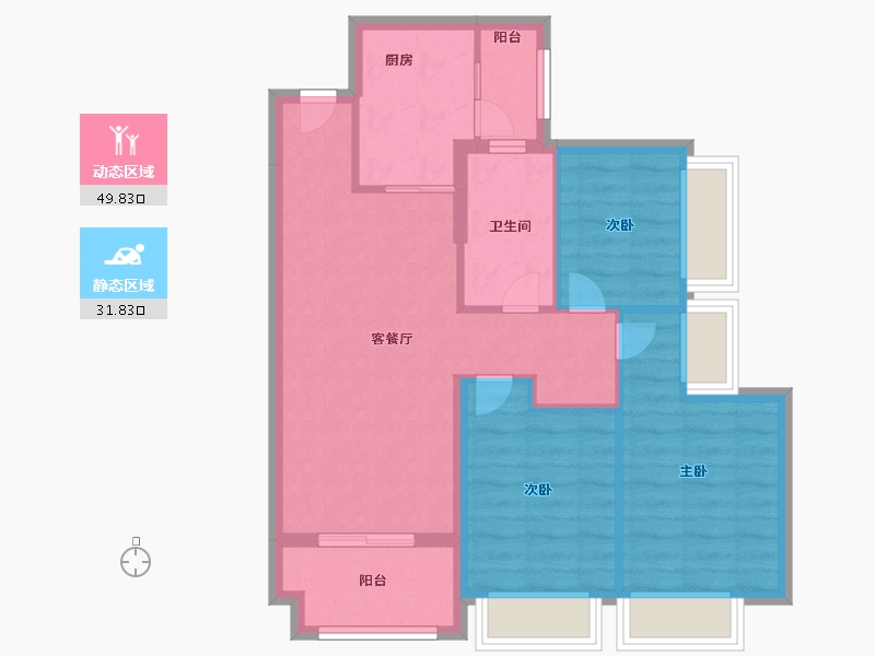 广东省-深圳市-华润置地未来城住宅-72.80-户型库-动静分区