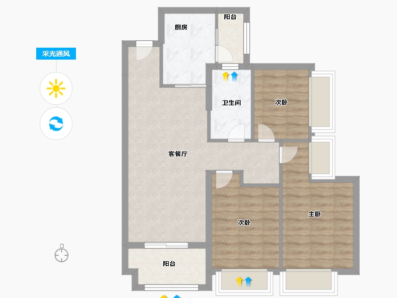 广东省-深圳市-华润置地未来城住宅-72.80-户型库-采光通风