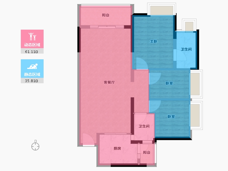 广东省-广州市-新世界·凯粤湾-87.20-户型库-动静分区