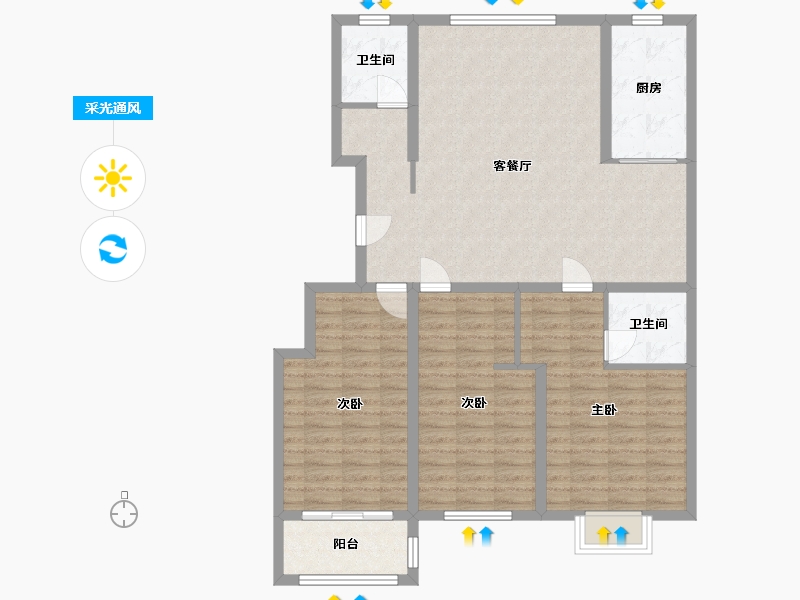 山东省-德州市-鑫晟家苑-108.62-户型库-采光通风