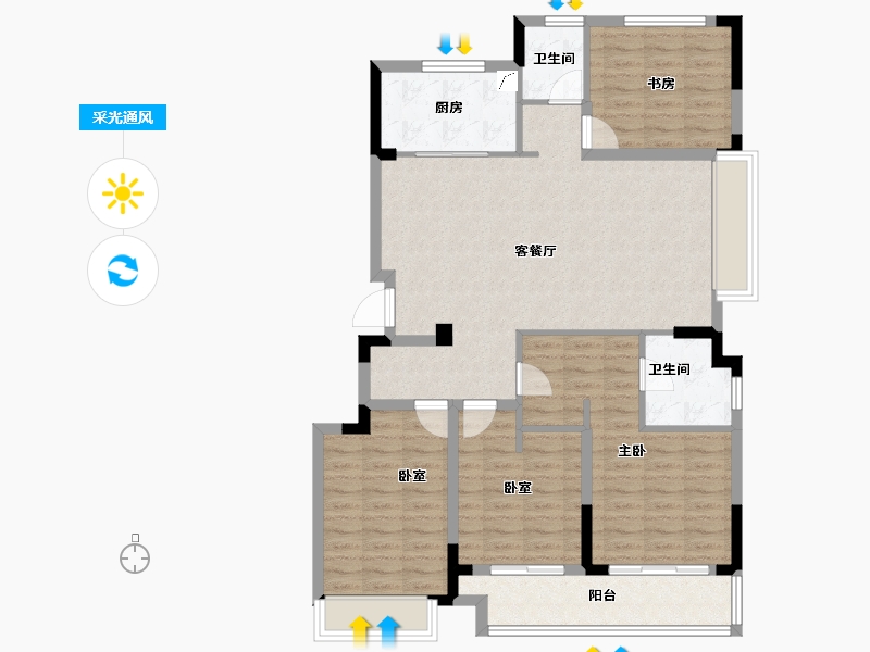 浙江省-湖州市-大家满园山色-109.33-户型库-采光通风