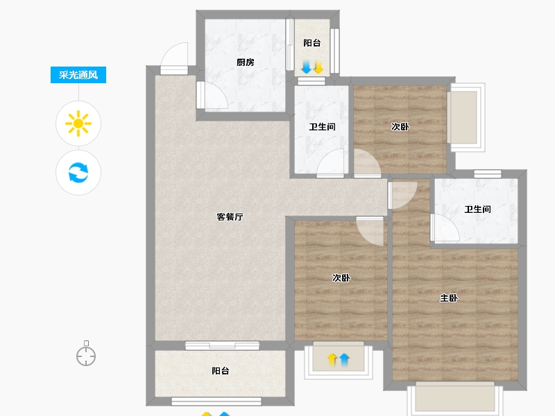 广东省-佛山市-恒大郦湖城-83.21-户型库-采光通风