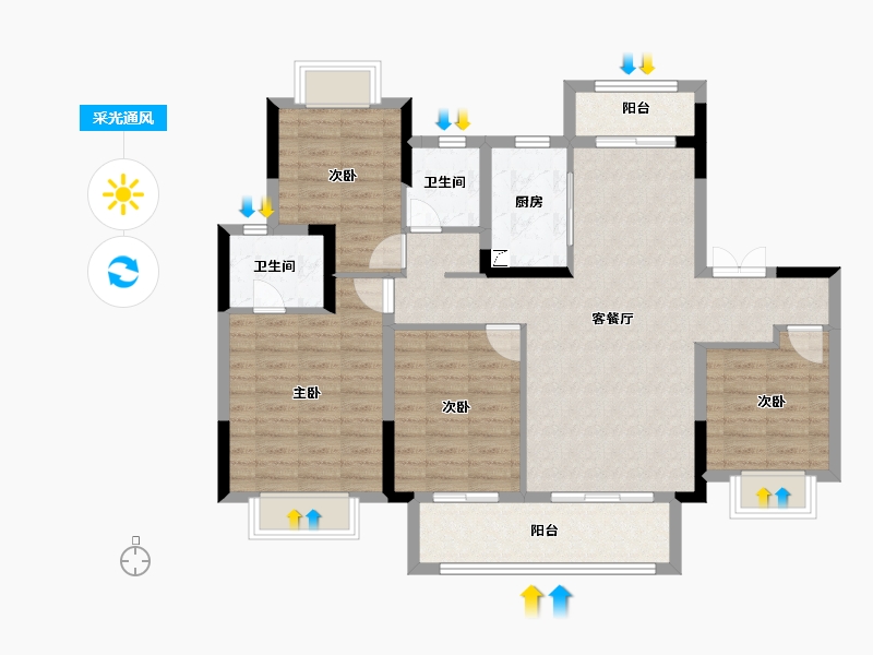 湖北省-武汉市-天创黄金时代-102.41-户型库-采光通风