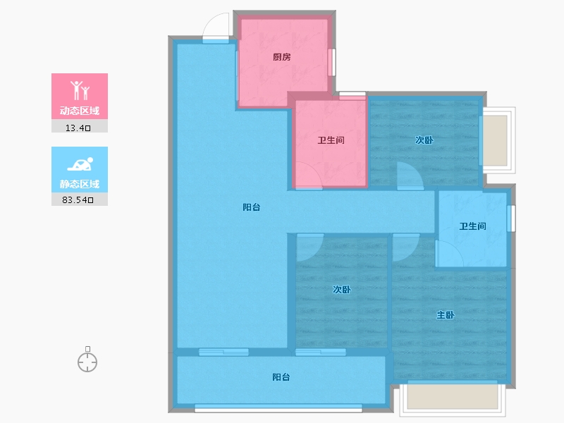 广东省-深圳市-仁恒公园世纪三期-87.20-户型库-动静分区