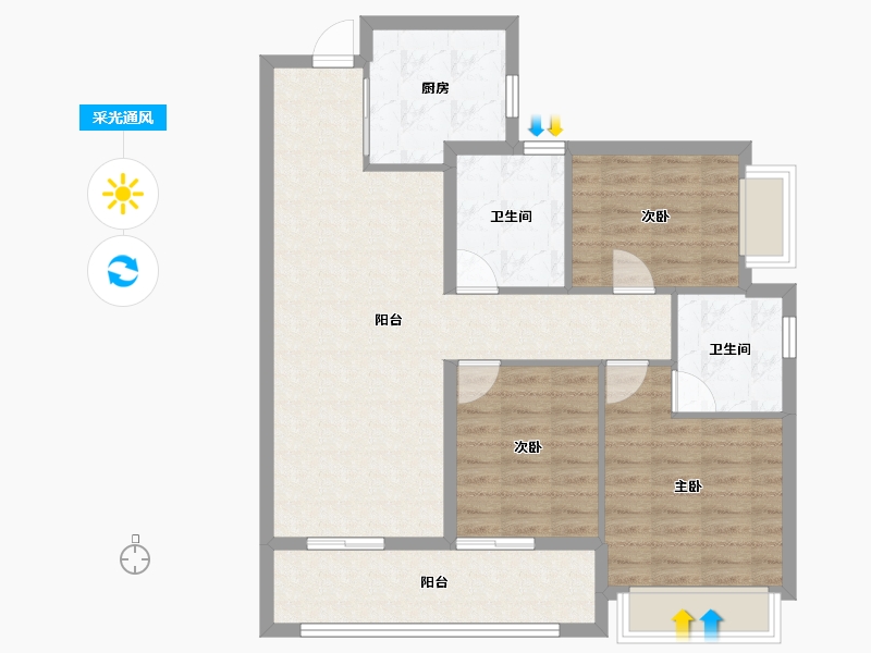 广东省-深圳市-仁恒公园世纪三期-87.20-户型库-采光通风