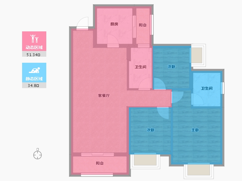 广东省-佛山市-恒大郦湖城-76.81-户型库-动静分区