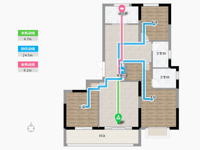 浙江省-宁波市-蓝城·兰香园-102.39-户型库-动静线