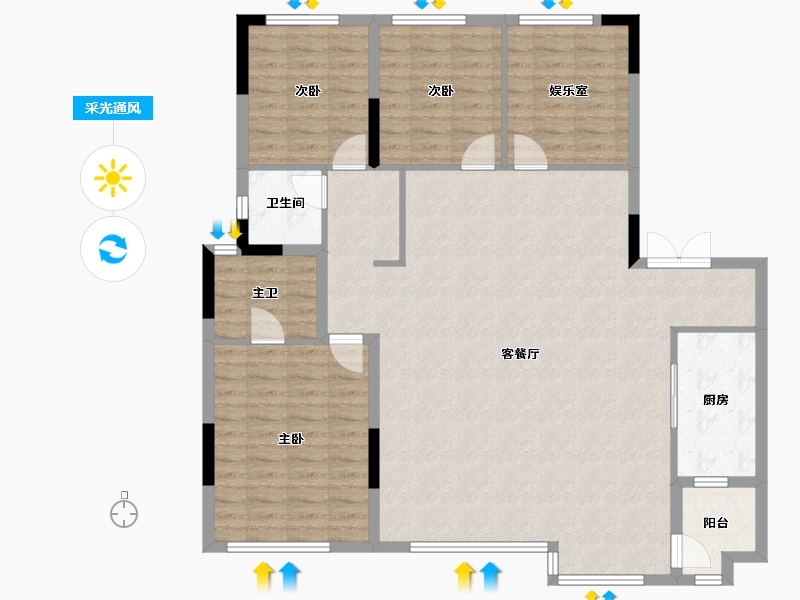 四川省-成都市-锦江金茂府-131.27-户型库-采光通风