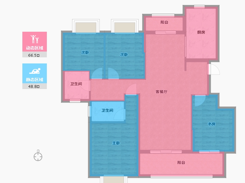 江西省-九江市-浔阳·滨江天悦-103.57-户型库-动静分区