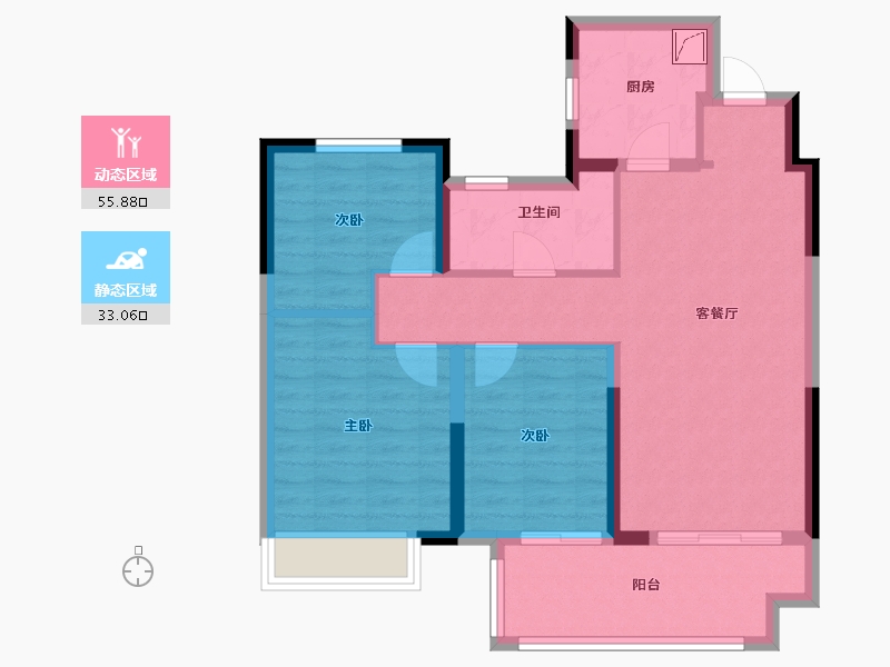 江苏省-淮安市-港龙东望府-79.20-户型库-动静分区