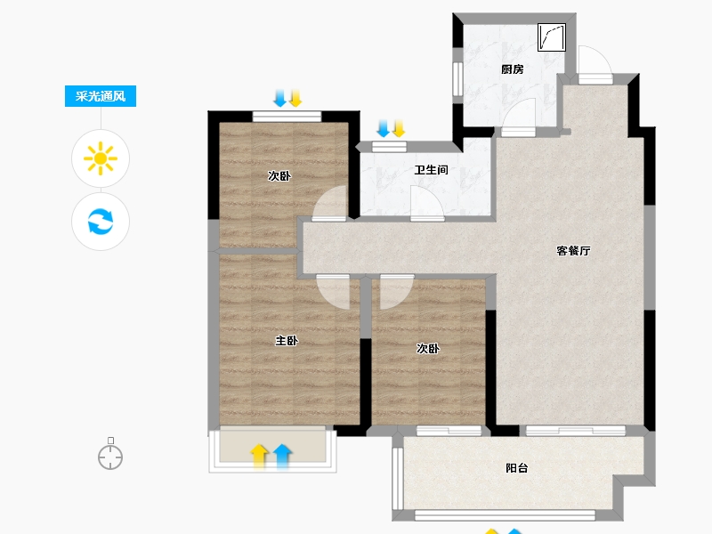 江苏省-淮安市-港龙东望府-79.20-户型库-采光通风