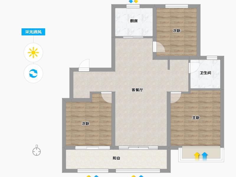 山东省-济南市-海信观悦-83.00-户型库-采光通风