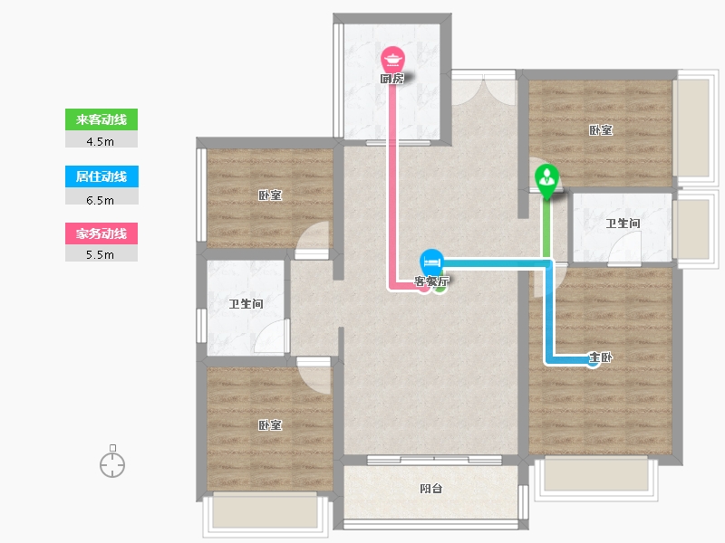 广东省-东莞市-粤港湾华堂里·3号-96.08-户型库-动静线