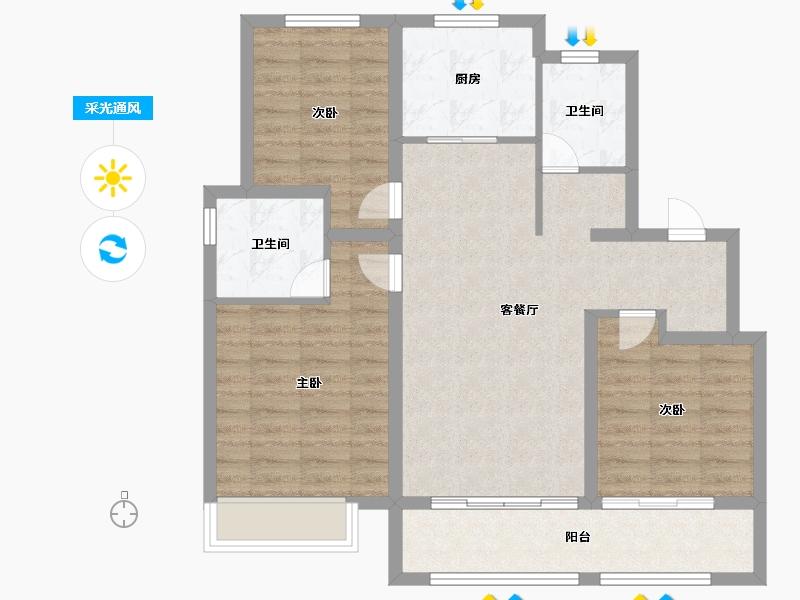 山东省-济南市-海信观悦-85.00-户型库-采光通风