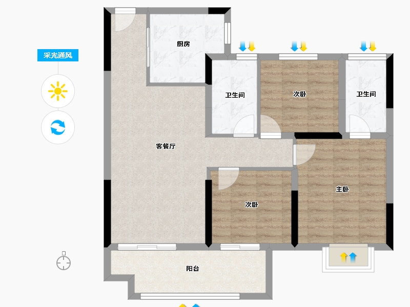 山东省-济南市-保利公园上城.-85.93-户型库-采光通风