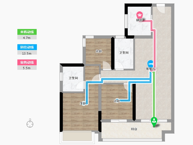 广东省-中山市-万科深业湾中新城-71.20-户型库-动静线