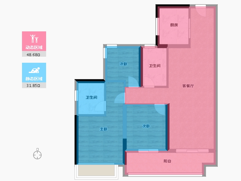 广东省-中山市-万科深业湾中新城-71.20-户型库-动静分区