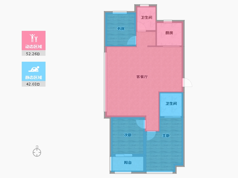 浙江省-杭州市-蓝城·春风里-85.45-户型库-动静分区