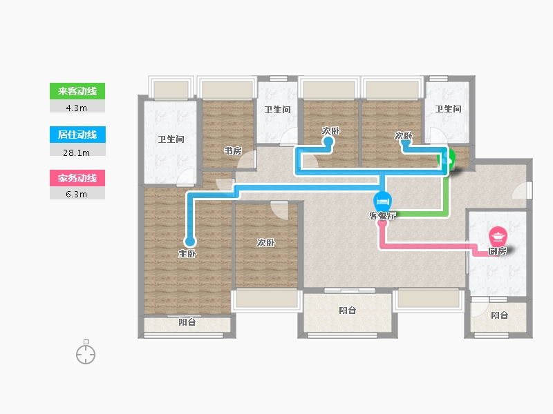 广东省-深圳市-华润置地未来城住宅-144.81-户型库-动静线