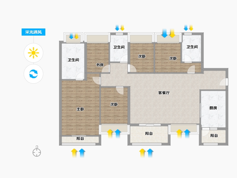 广东省-深圳市-华润置地未来城住宅-144.81-户型库-采光通风