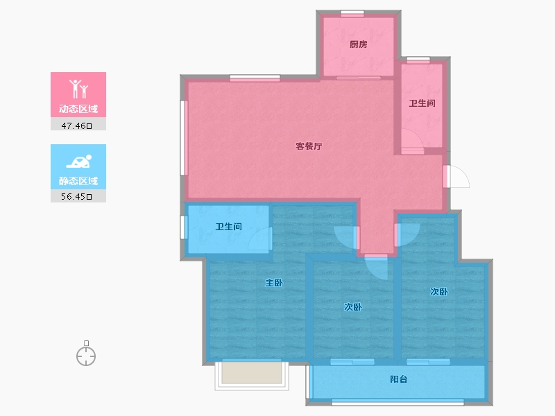 浙江省-杭州市-如沐清晖城-91.93-户型库-动静分区