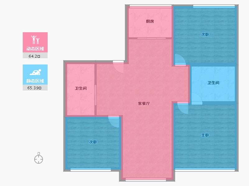 辽宁省-阜新市-枫丹丽都-117.64-户型库-动静分区