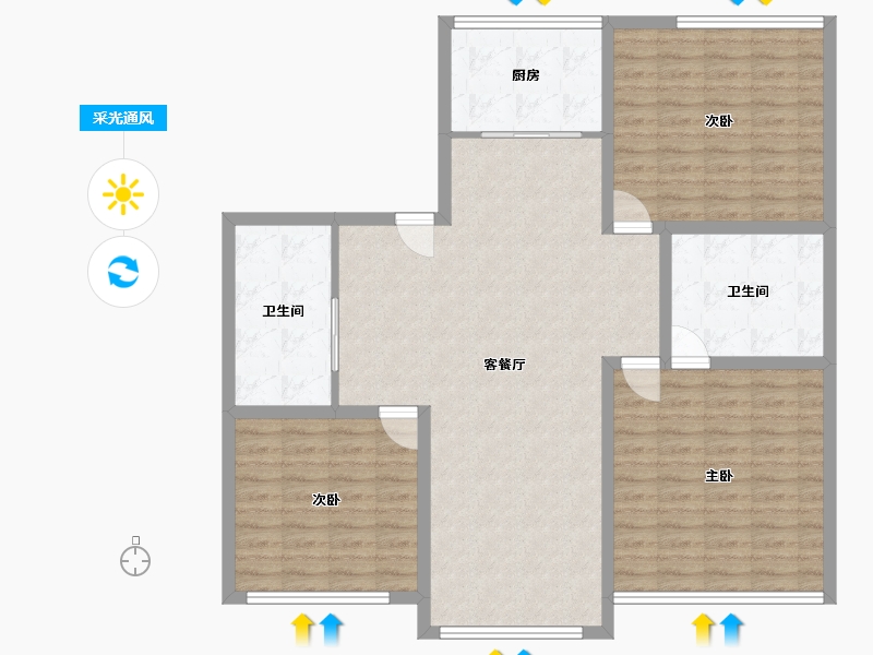 辽宁省-阜新市-枫丹丽都-117.64-户型库-采光通风