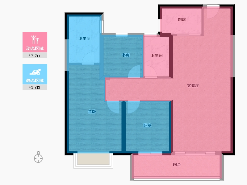 湖北省-武汉市-深业泰雲府-88.98-户型库-动静分区