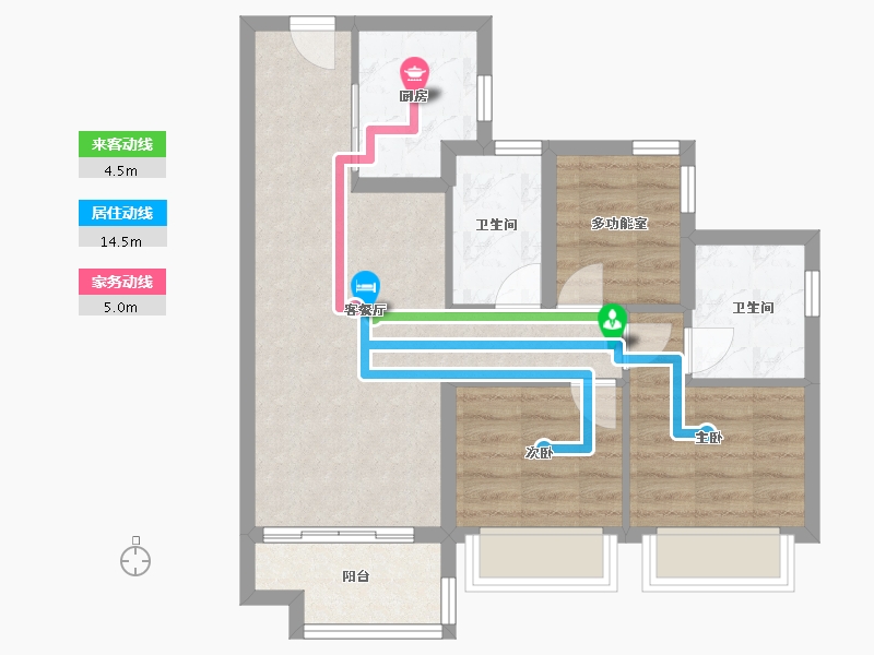 广东省-中山市-万科深业湾中新城-63.86-户型库-动静线