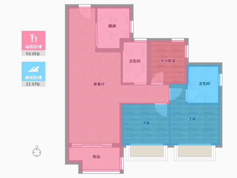 广东省-中山市-万科深业湾中新城-63.86-户型库-动静分区