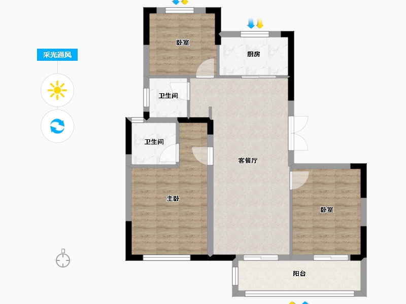 浙江省-杭州市-杭房众安·未珂宸铭府-80.90-户型库-采光通风